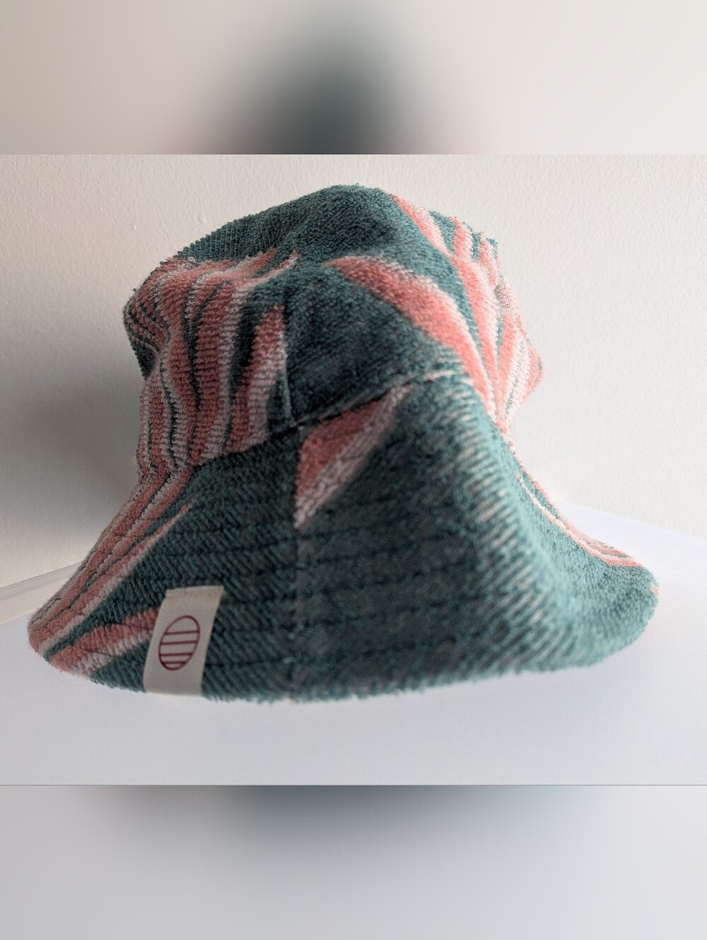 Marine Layer Textured Terry Bucket Hat in Teal and Coral